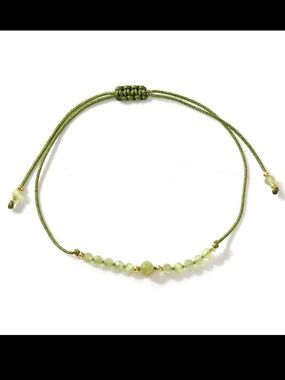 Peridot Bead Adjustable Bracelet - Handmade Minimalist Jewelry